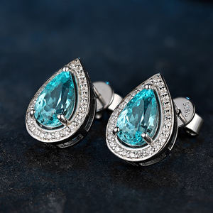 Ingrosso in argento 925 <span class=keywords><strong>orecchini</strong></span> coreani in laboratorio con pendente <span class=keywords><strong>rubino</strong></span> con taglio a pera pietre preziose borchie per donne gioielli da sposa - Product Image 6