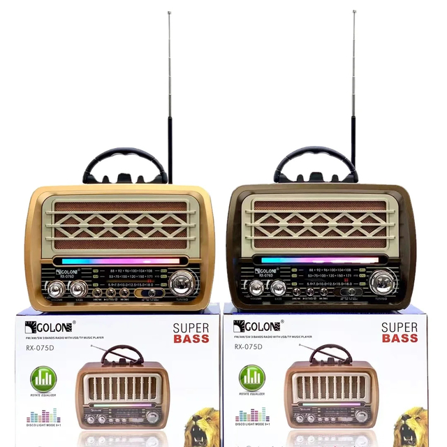 2024 Sell Like Hot Cakes Retro Style Wireless Usb Radio Am Fm Sw 3 Band Rechargeable Disco Light Vintage Radio RX-076D Speaker