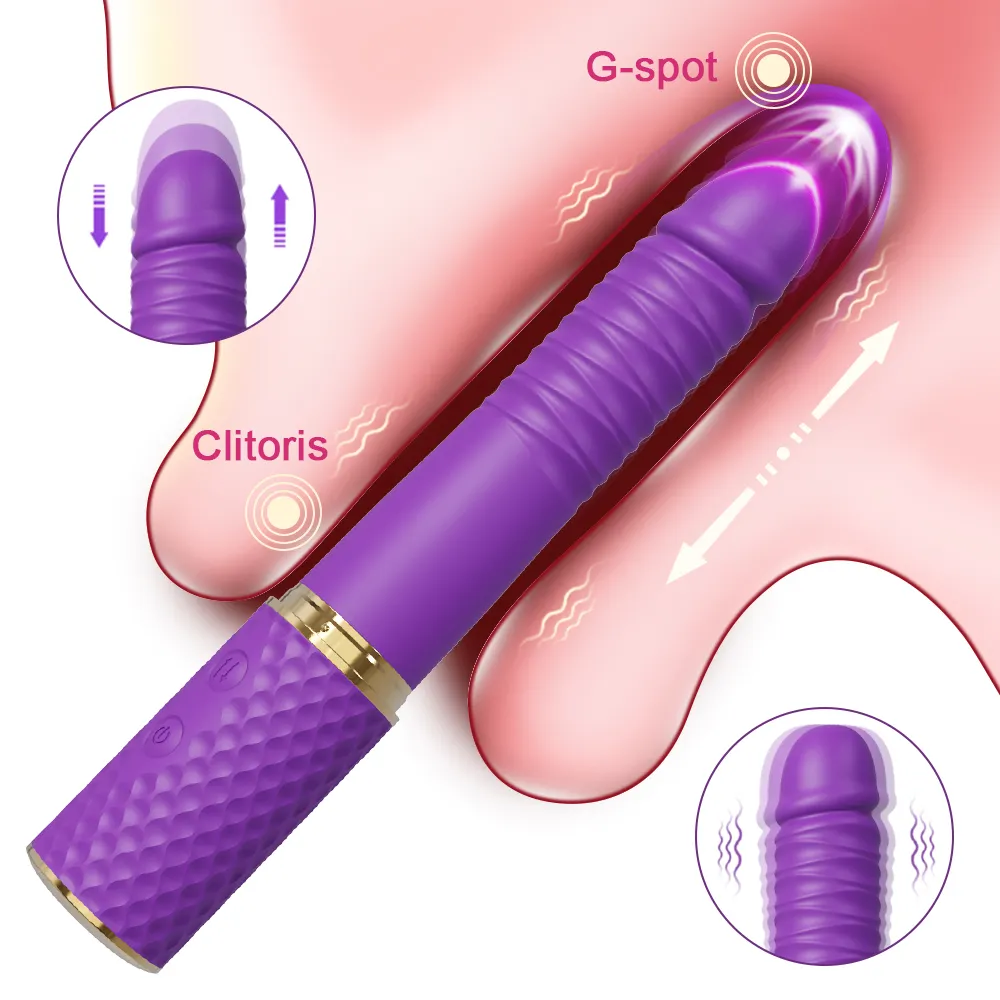 Fabrik Großhandel weibliche Sex maschine stimuliert vibrierende Dildos Teleskop vibrator für Frauen masturbieren den Dildo