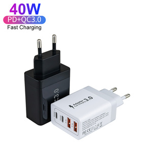 4 Cổng 40W Tường Sạc 2 USB + 2 Loại C Nhanh Chóng Sạc 20W Kép Cổng Qc3.0 Chúng Tôi EU Cắm USB-C Power Adapter - Product Image 5