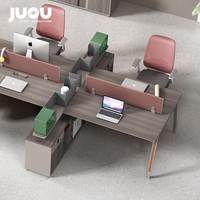 Meja Kerja Kantor Modern Berkualitas Tinggi dari Kayu, Workstation Terbuka untuk Publik, Meja Kerja Staf dengan Kabinet Samping