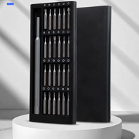 Jeu de tournevis magnétique 24-en-1 avec embouts de précision S2, finition nickel-chrome antirouille, manche en alliage d'aluminium pour téléphone et ordinateur portable