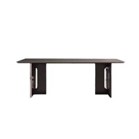 Table à manger contemporaine avec plateau en pierre et chaises, ensemble de salle à manger rectangulaire pour restaurant, café et hôtel à usage commercial