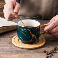 Tasse à café en céramique de 10oz, avec base en bambou, pour restaurant, mariage, nouvelle collection