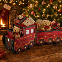 Grands supports cadeaux 3D en forme de train festifs de 74 cm, boîte cadeau robuste en carton pour vitrine de magasin, décoration de Noël