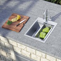 Évier rectangulaire 15 x 20 pouces pour poste de travail, à encastrer ou à poser, pour bar, préparation alimentaire, camping-car, caravane, en acier inoxydable de calibre 16