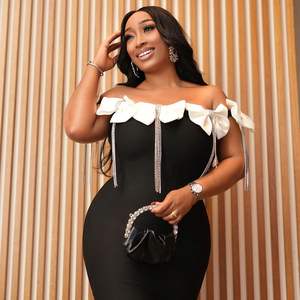 السيدات مساء اللباس الترتر الزفاف قبالة الكتف أنيقة حفلة موسيقية فساتين السهرة فساتين الزفاف - Product Image 3