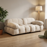 Canapé VONLIVA de style nordique avec structure en bois et tissu, coussins rembourrés en éponge, inspiré de l'Amérique, luxe léger, blanc, assise moelleuse pour salon