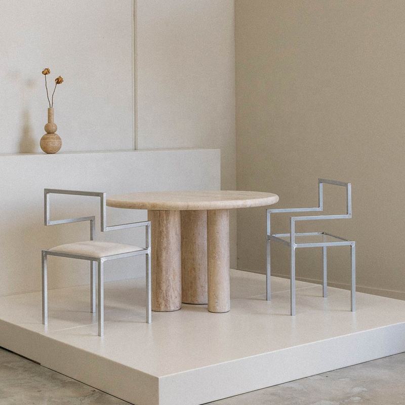 Italian Minimalist Marble Plinth Dining Table Set Convertible ...