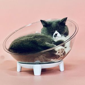Lit pour chat en forme de capsule spatiale à angle réglable, adapté à toutes les saisons et à l'été, lit pour chat semi-fermé en acrylique intégré. - Product Image 1