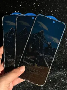 Iphone के लिए लक्जरी ग्लिटर डायमंड टेम्पर्ड ग्लास स्क्रीन रक्षक 16 17 प्रो मैक्स 15 प्लस 14 13 12 11 11 गैंडे गोपनीयता फिल्म - Product Image 2