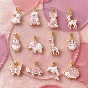 Nuova Serie di Animali Rosa in Miniatura: Coniglio, Orsetto, <span class=keywords><strong>Volpe</strong></span>, Alce, Pinguino - Ciondolo Fai-da-Te per Collana e <span class=keywords><strong>Bracciale</strong></span>, Regalo per Donne, Gioielli all'Ingrosso - Product Image 1