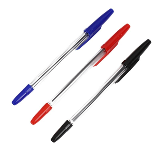 Hot Sale 1.0mm Bullet Tip Ballpoint Gel Pen Durable Transparent Plastic Simple Design for Oil-Based Blue Red Ink No Leakage