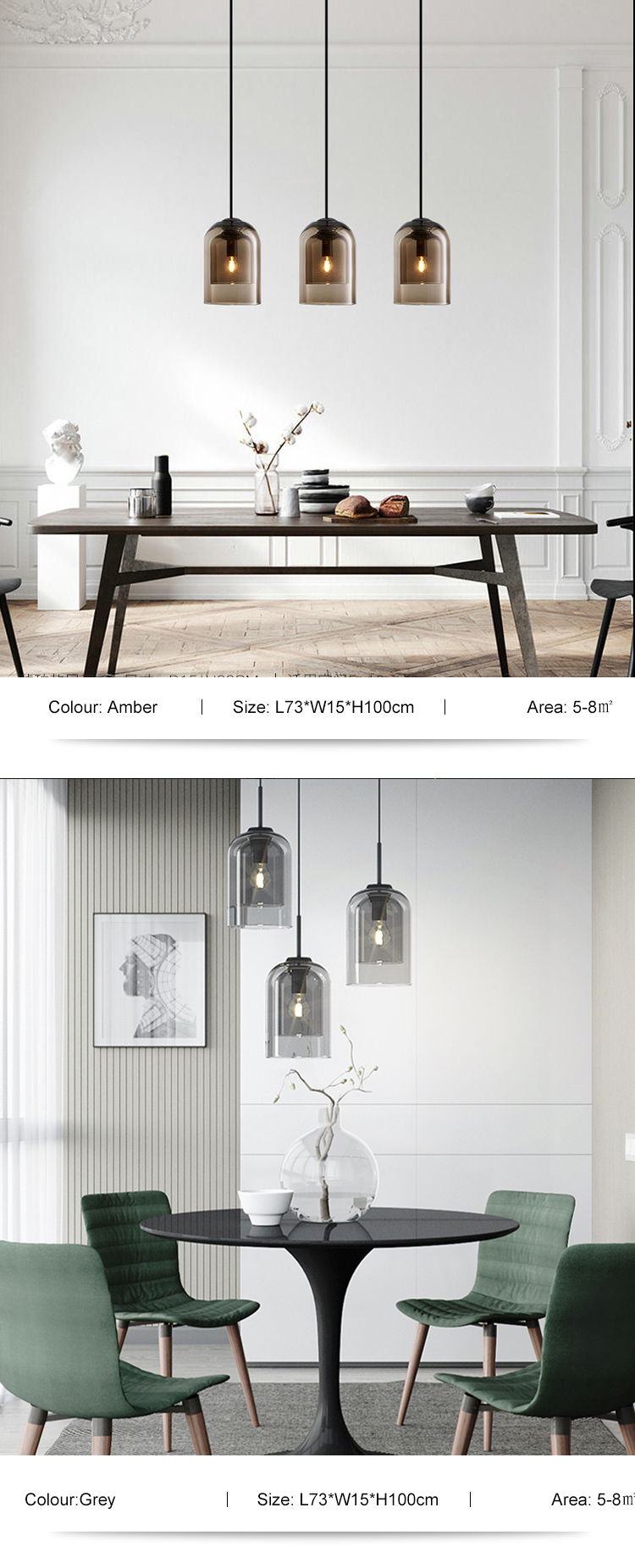 New Product Decoration Home Office Dining Room 3 Arms Glass Modern E27 Chandelier Light