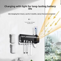 Stérilisateur de brosses à dents en plastique intelligent à UV, support de brosses à dents sans perçage, installation automatique activée par capteur