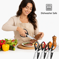 Ciseaux de cuisine avec lames en acier inoxydable pour la viande, la volaille, les herbes, les légumes et l'emballage, compatibles lave-vaisselle
