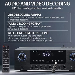 เครื่องขยายเสียงสำหรับคาราโอเกะที่บ้านแบบ 2.0 แชนแนล รองรับ USB และ Bluetooth  วัสดุโลหะ - Product Image 3