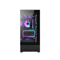 Boîtier de PC de jeu de tour moyenne LY, nouveau modèle, blanc, boîtier de jeu, PC, verre trempé, RTX RGB, 9 ventilateurs, boîtier de bureau ATX