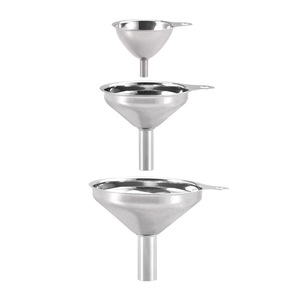 Stainless Steel Oil Funnel 3 Piece Set Short Handle Kitchen Liquid Dispensing Tool For Wine Cooking - Product Image 4