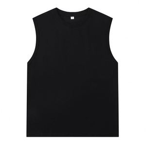 Joychuang camisetas sin mangas de algodón 100% de alta calidad para hombre OEM venta al por mayor chalecos sin mangas de verano con estampado de logotipo personalizado cuello redondo de punto - Product Image 1