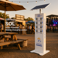 Casier de recharge solaire extérieur pour appareils mobiles avec panneau solaire 60W, armoire de recharge solaire en libre-service pour événements sportifs