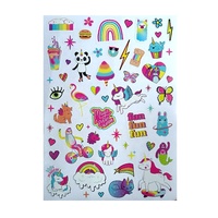 Feuilles d'autocollants Kiss Cut personnalisées en vinyle, impression d'autocollants de dessins animés, étiquettes adhésives imperméables, motifs Licorne, Chaton, Crème glacée