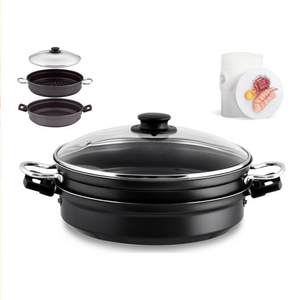 Non-stick Aluminum <b>Steamer</b> (28cm) Black 701540 - Product Image 3