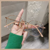 MK24011201 Monturas de Gafas Ópticas Metálicas Clásicas para Mujer con Patrón Sólido, Bloqueo de Luz Azul y Bisagras de Resorte de Moda