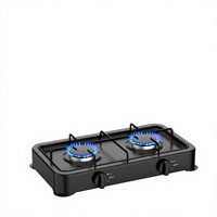 Réchaud de table double à gaz en métal, style européen, simple, petit, portable, pour extérieur, usage domestique et commercial, mini 2 brûleurs, butane, allumage piézo