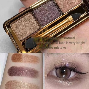 Commercio all'ingrosso Mini Palette di ombretti 3-colore satinato trasparente custodia di alta qualità rosa bianco Glitter ombretti per luce chiara chiara - Product Image 3