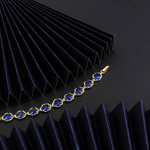 Pulsera de tenis con gemas ovaladas de colores para mujer – Pulsera de eslabones de cristal chapada en oro, joyería de moda, regalo, pulsera para fiesta - Product Image 5