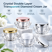Pot à crème pour les yeux personnalisé en acrylique transparent à double paroi avec couvercle métallique 5g 10g 15g 20g 30g