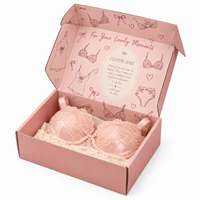 Boîte d'expédition de luxe personnalisée rose pour lingerie, élégante avec impression dentelle, emballage surprise romantique pour sous-vêtements féminins et articles intimes