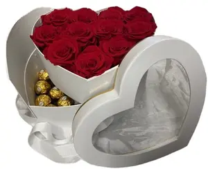 Изготовленный на заказ печатный логотип Роскошная красная подарочная коробка в форме сердца Цветочная коробка шоколад на День Матери свадьба