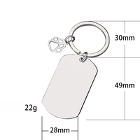 Ywyougang Personalisierter Haustier-Anhänger Schlüsselanhänger, Edelstahl Blanko Hunde-ID-Tag mit Pfoten-Charm, Lasergravierbarer Individueller Schlüsselring