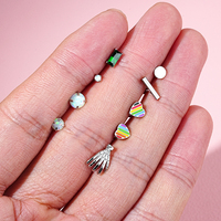 Droite Grand 316L Acier Inoxydable 16G Coeur Sans Fil Push Pin Labret Boucle D'oreille Plat Mode Piercing Bijoux