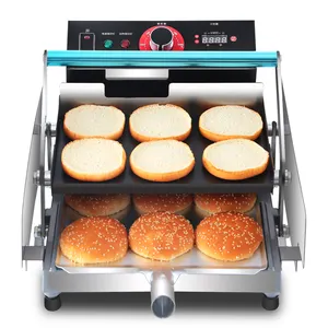हैमबर्गर मशीन वाणिज्यिक छोटे स्वत: डबल-परत पाक मशीन हीटिंग हैमबर्गर भट्ठी मशीनरी और उपकरण