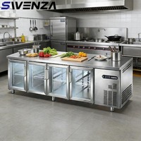 Banc de travail réfrigéré refroidi par air SWENZA, table commerciale, congélateur en acier inoxydable, réfrigération sous le comptoir pour restaurant, cuisine