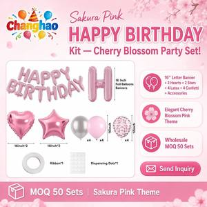 Lot de 19 ballons roses pour <span class=keywords><strong>anniversaire</strong></span>, kit de ballons rose bonbon pour la décoration de fête de fille, accessoires photo, décoration de célébration, vente en gros OEM - Product Image 1