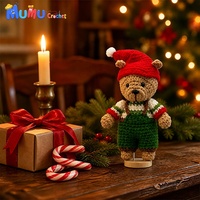 Ours en peluche de Noël fait main au crochet, poupée Amigurumi avec chapeau de Père Noël, décoration de bureau, cadeau de fêtes, vente en gros personnalisée