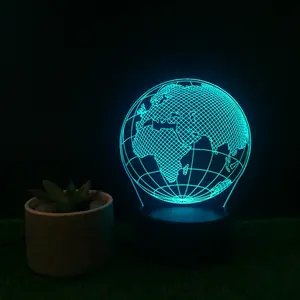 Renk değiştirme dünya küresi gezegen şekli 3D akrilik LED gece lambası