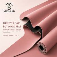 Tapis de yoga Yugaland Flagship Pro en PU lisse 183*68cm, anti-déchirure, rose naturel, vente en gros