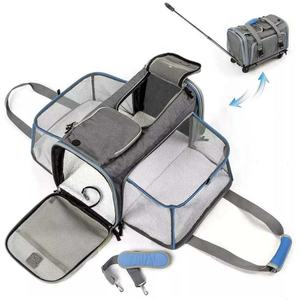Sac de transport pour animaux de compagnie avec roues approuvé par les compagnies aériennes, pliable et détachable, chariot de transport pour animaux de compagnie avec roues - Product Image 1