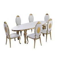 Ensemble de table et chaises rondes en verre doré avec base en acier inoxydable en forme de cage à oiseaux, mobilier de banquet pour hôtel