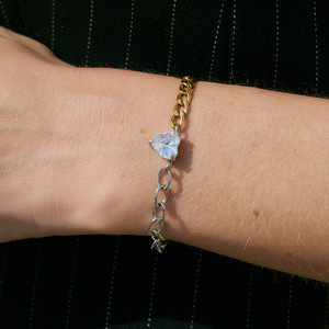 Pulsera de cadena de circonio de acero inoxidable para mujer, joyería apilable con forma de corazón geométrico, accesorio de moda para regalo - Product Image 4