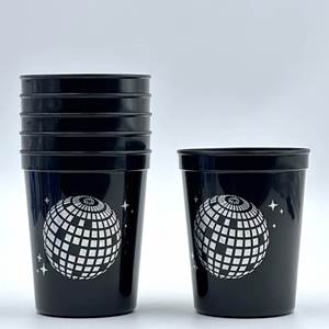 16oz 450ml Custom logo Black White pink Red Reusable Laser Disc Disco <b>Plastic</b> Party <b>Drinking</b> <b>Cups</b> - Product Image 4
