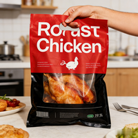 Sacs d'emballage personnalisés Haodong pour poulet rôti à la broche, imprimés, micro-ondables, à fermeture éclair, en plastique, avec poignée, pour plats à emporter