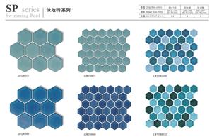 Màu Xanh Lá Cây Lớn Hexagon Crystal Tráng Men Bóng Lưới Gắn Sứ <span class=keywords><strong>Mosaic</strong></span> Tường Gạch Trang Trí Gạch <span class=keywords><strong>Mosaic</strong></span> Gốm 295.5x256mm - Product Image 3