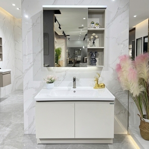 Mobile da Bagno in Alluminio a Nido d'Ape 60/70/80cm, Design a Parete con Lavabo Integrato - Product Image 1