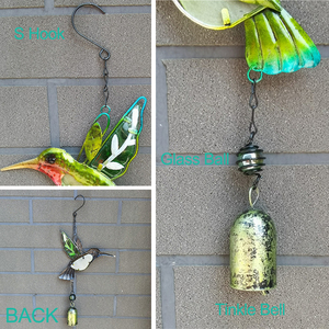 Campanas de Viento de Vidrio Fundido Kingfisher con Arte de Hierro Forjado, Campana de Viento de Metal con Colibrí y Campanilla, Venta Directa de Fábrica - Product Image 3